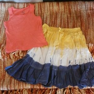 Size 6 6x tie dye skirt tank outfit girls summer